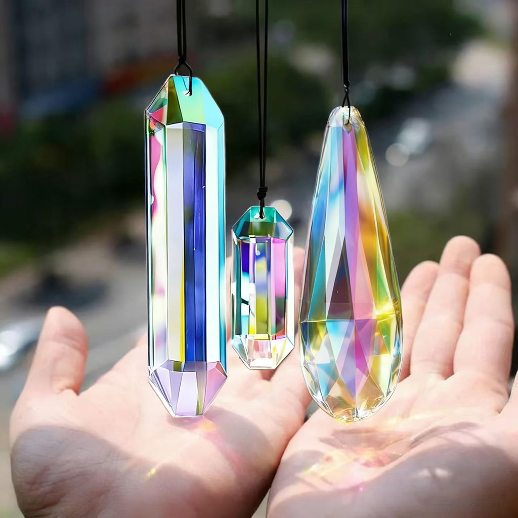Set 3 Sun Catcher Crystal Prisms AB Colored Crystal Suncatchers for Window