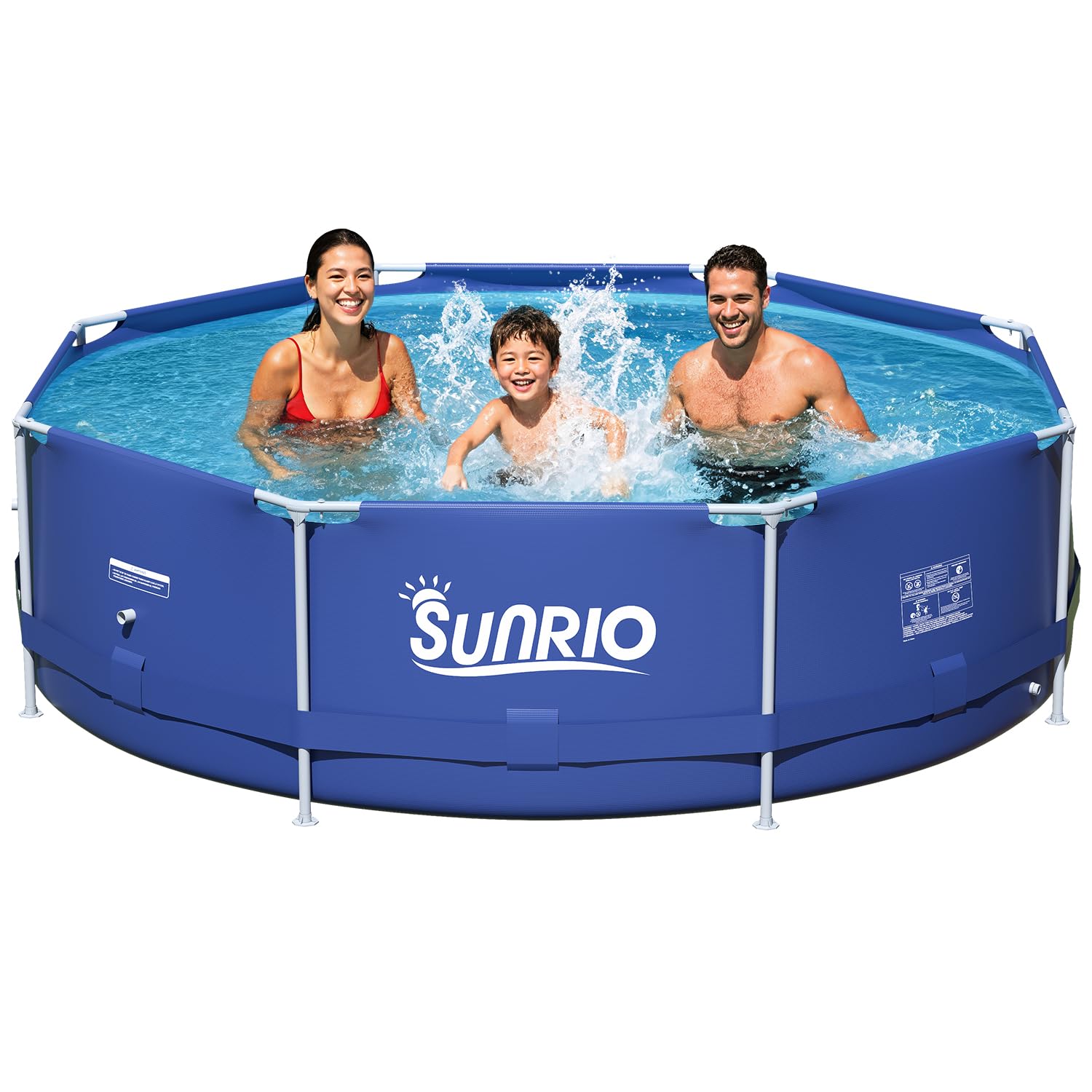 Sunrio Metal Pro 8ft X 30in Round Pool Durable Steel Frame Above Ground Pool for Outdoor Backyard Swimming Pool Suitable Friends Family Adults Kids
