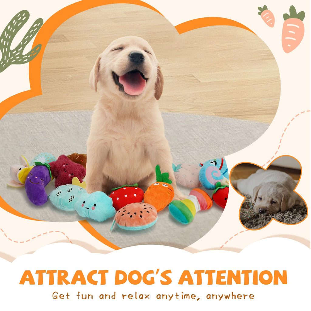 QTwoof 20-Pack Plush Squeaky Dog Toys for Small Dogs