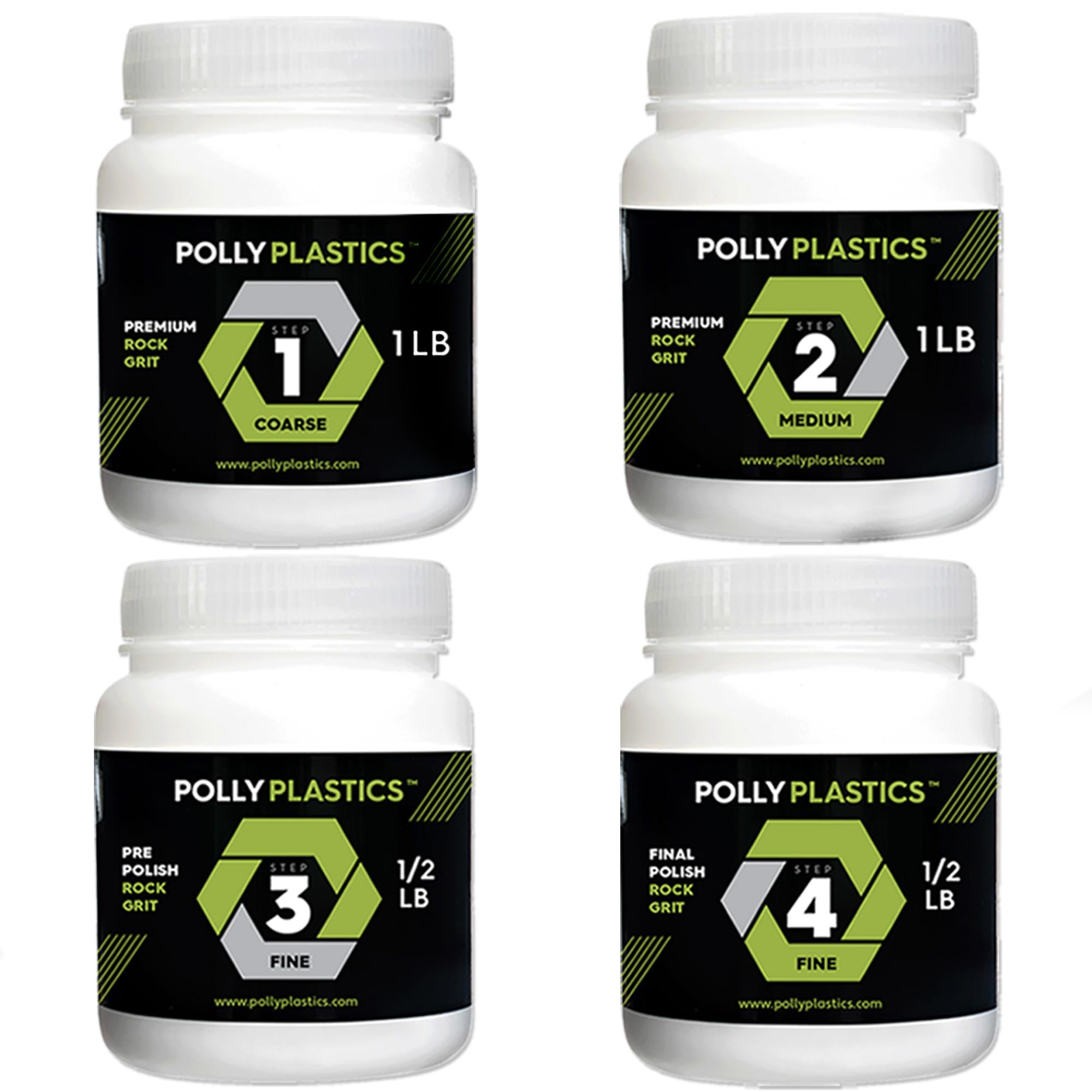 Polly Plastics Rock Tumbler Tumbling Media Grit Kit & Plastic Filler Pellets