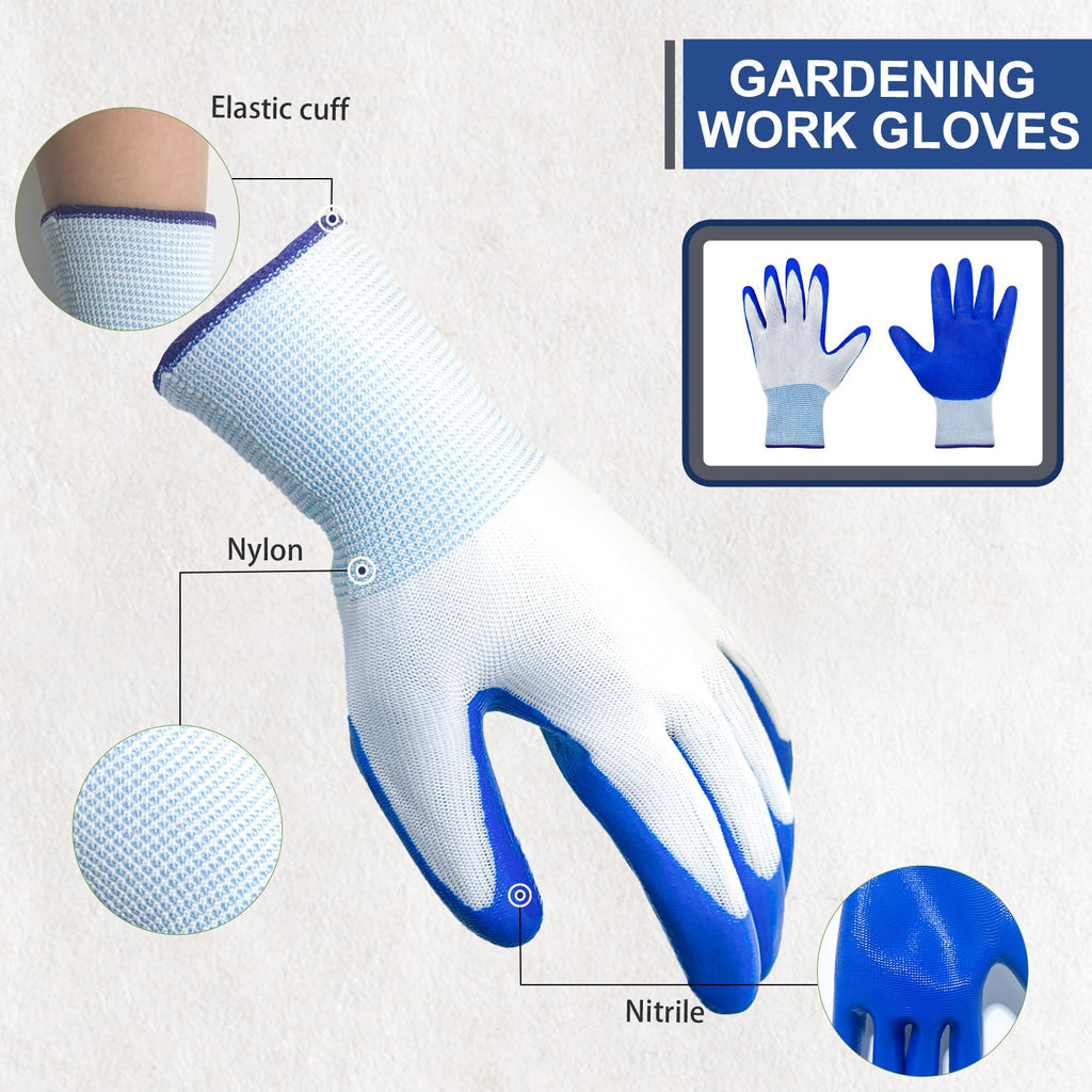 WHEATHUSK 144 Pairs Gardening Work Gloves Bulk for Men Women, Breathable Rubber Coated Garden Gloves for Construction, 9.1 Inch