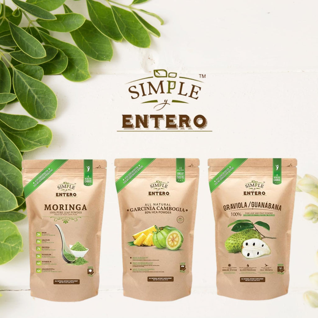 Simple y Entero Graviola/Guanabana, 100% Pure Leaf Powder, Helps You Boost Your Immune System, Vegan, 8 Oz, Bag (Pack of 2)