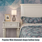 COTULIN Black Bedside Table Lamps Set of 2, Small Nightstand Lamps for Bedroom, Modern Desk Lamps with TC Fabric Shade Geometric Metal Base for Living Room Study Office Farmhouse