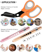 MEUUT 3 Pack Medical Scissors with Pen Lights and 4 AAA Batteries for Nurse
