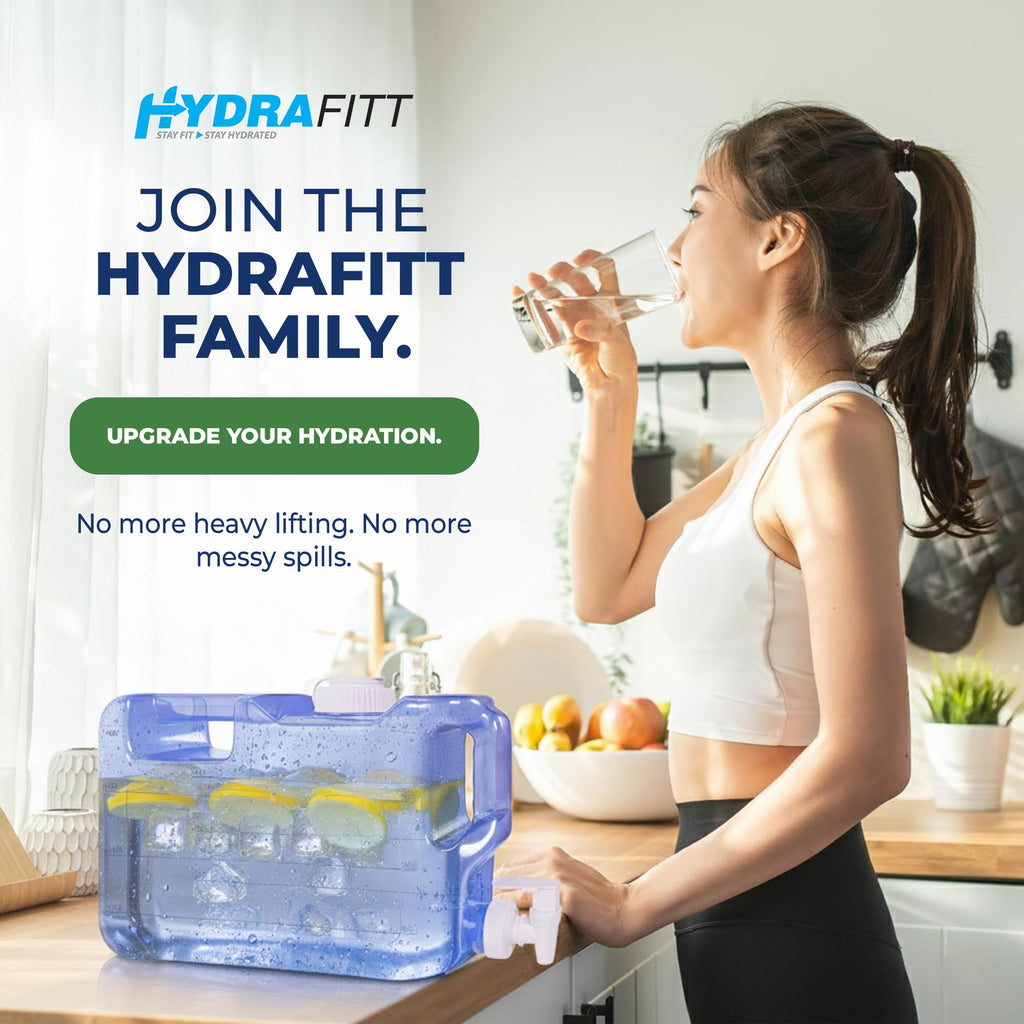 HydraFitt Refrigerator Water Dispenser 1.1 Gallon – Leak-Proof Slim Fridge Water Container with Spigot – BPA-Free Refillable Water Jug (Light Blue)