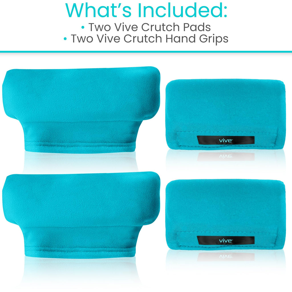 Vive Premium Crutch Pads & Hand Grips - Comfortable, Breathable, Machine Washable Padding - Moisture Wicking & Odor Reducing Pillow Accessory Covers for Adult & Youth Walking Crutches