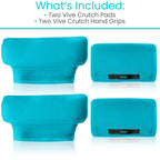 Vive Premium Crutch Pads & Hand Grips - Comfortable, Breathable, Machine Washable Padding - Moisture Wicking & Odor Reducing Pillow Accessory Covers for Adult & Youth Walking Crutches