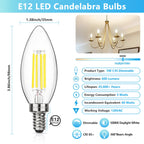 MAXvolador Dimmable E12 LED Candelabra Bulbs 60W Equivalent, Daylight White 5000K, 600LM Chandelier Light Bulb, B11 LED Candle Light Bulbs, 12 Pack