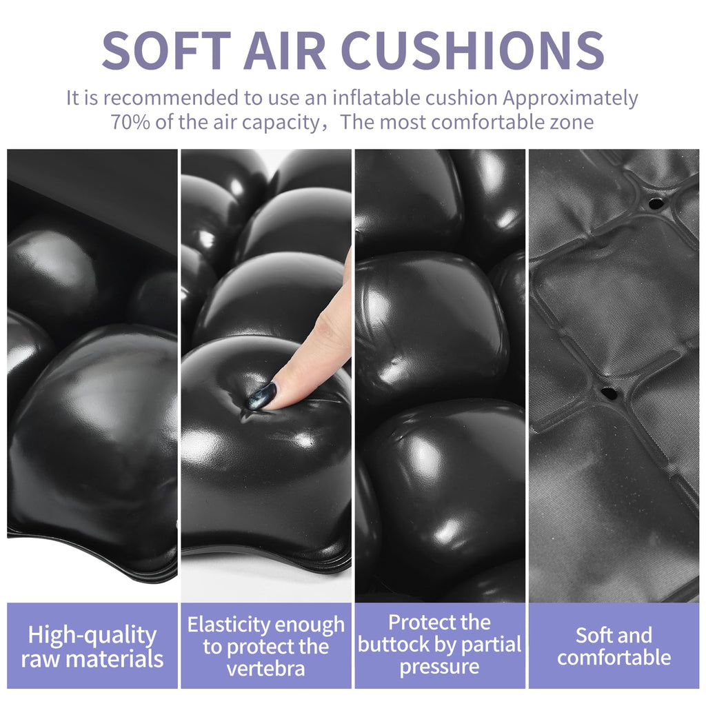 Makrozoia Cushions for Pressure Sores on Buttocks - 17 * 17Inches Wheelchair Cushion for Pressure Relief - Infaltable Air Seat Cushion for Senior