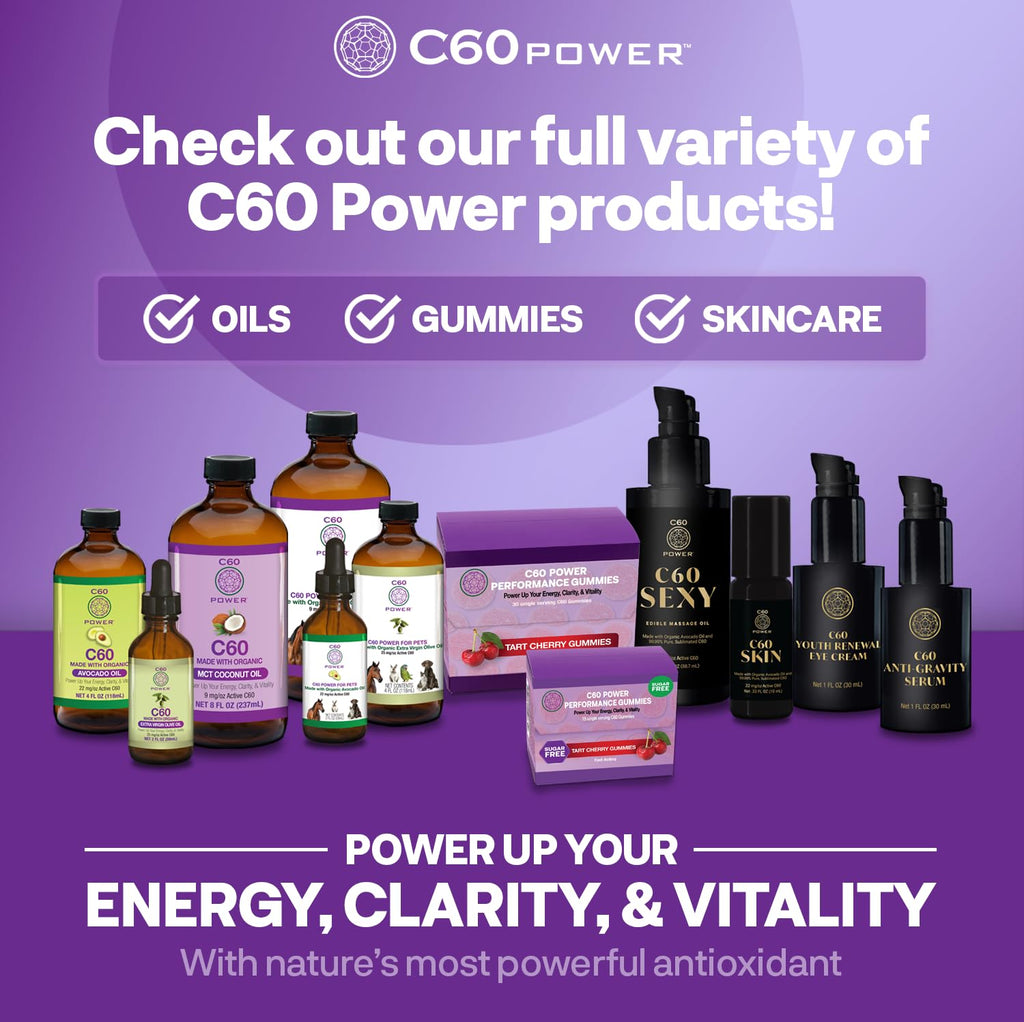 C60 Power C60 Gummies - Natural Wellness & Antioxidant Support for Men & Women, 99.99% Pure Sublimated Carbon Fullerenes, Promotes Energy, Mental Clarity, & Stamina - 30 Count