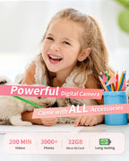 Lecran Digital Camera, FHD 1080P Point and Shoot Camera for Kids Teens Pink