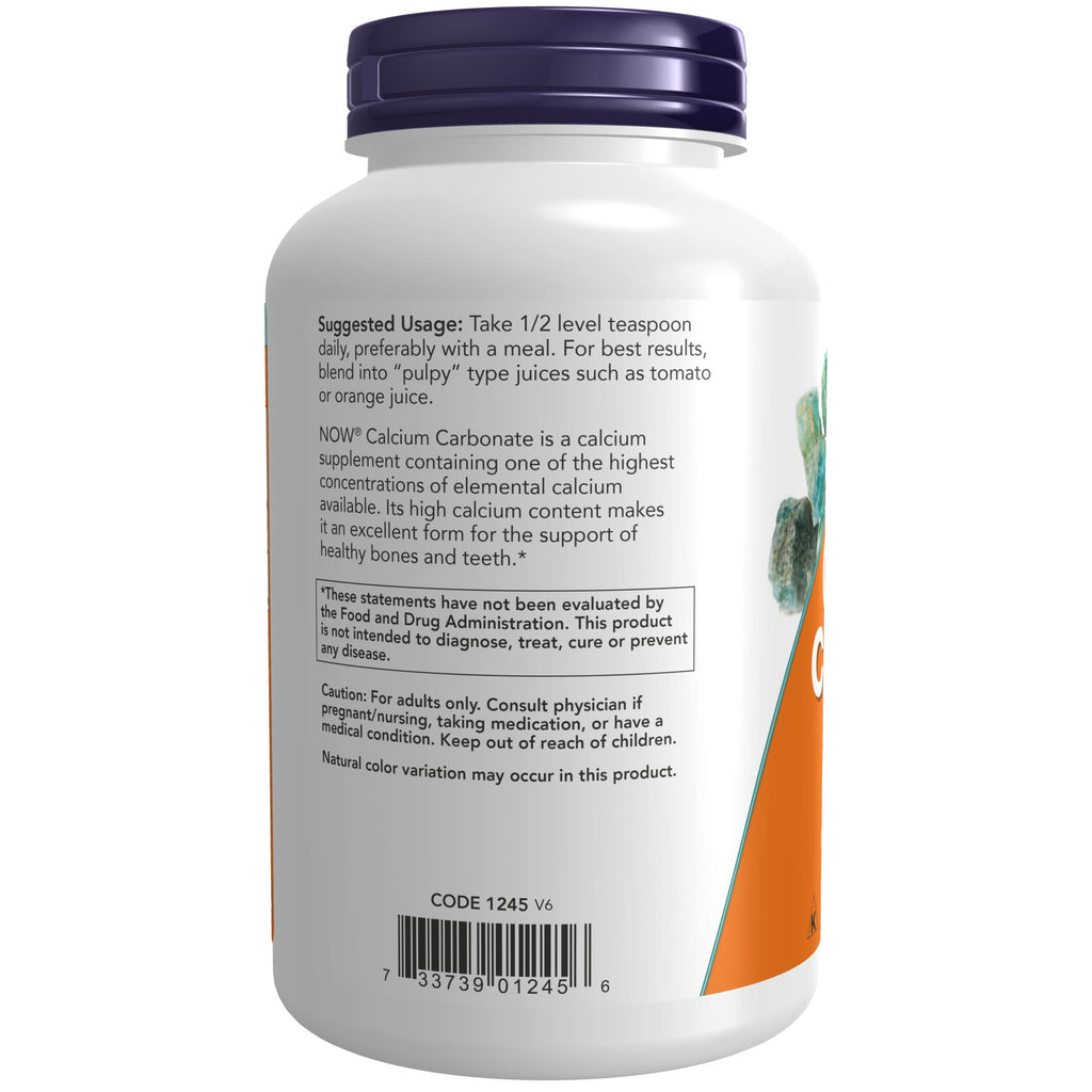 NOW Supplements, Calcium Carbonate Powder, High Percentage of Calcium, Supports Bone Health*, 12-Ounce (Pack of 2)