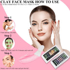 Aaenouicfs Clay Mask Set 20 Pods, Face Mask Skin Care, Green Tea, Turmeric, Dead Sea Mud, Rose, 24K Gold, Eggplant, Avocado, Mud Mask Deep Cleansing Skin, Blackhead Removal, Men & Women Facial Mask