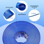 Poolvio Backwash Hose 1-1/2" x 50 ft, Blue Lay-Flat PVC Discharge Hose with 2 Stainless Steel Thumb Screw Clamps, Leak-Free for Swimming Pool Filter Cleaning, Flooded Area, Pond Draining