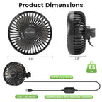 Roodike 5" Clip-on Fan 2 Units for Grow Tent Greenhouse Plant Shelf