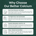 Organics Ocean Better Calcium - Organic Red Algae Calcium with Vitamin D3 and K2 Supplements - Supports Bone Structure, Joint Comfort & Encourages Healthy Aging - Plant-Based, Non-GMO - 1 Pack
