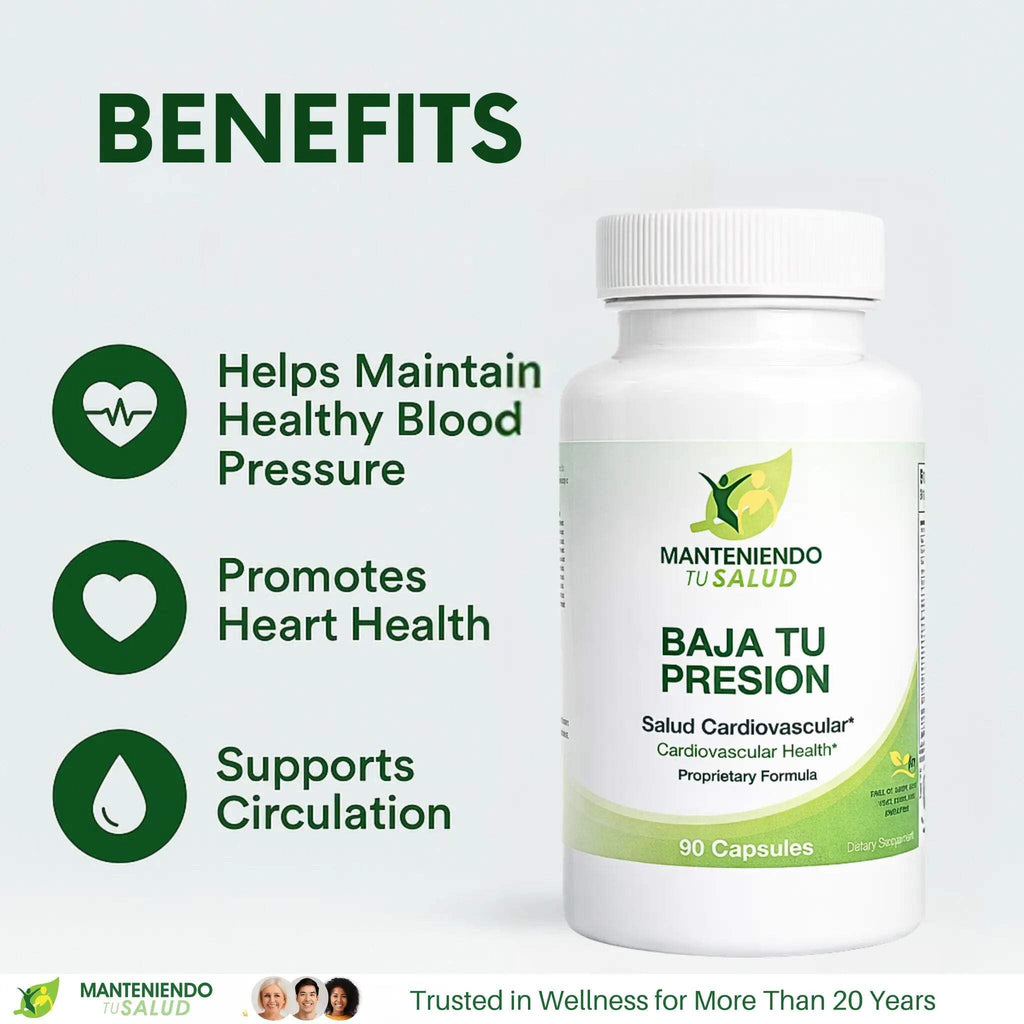 Manteniendo Tu Salud Baja Tu Presion Hawthorn Extract, Herbal Supplement, Garlic Extract, 90 Capsules