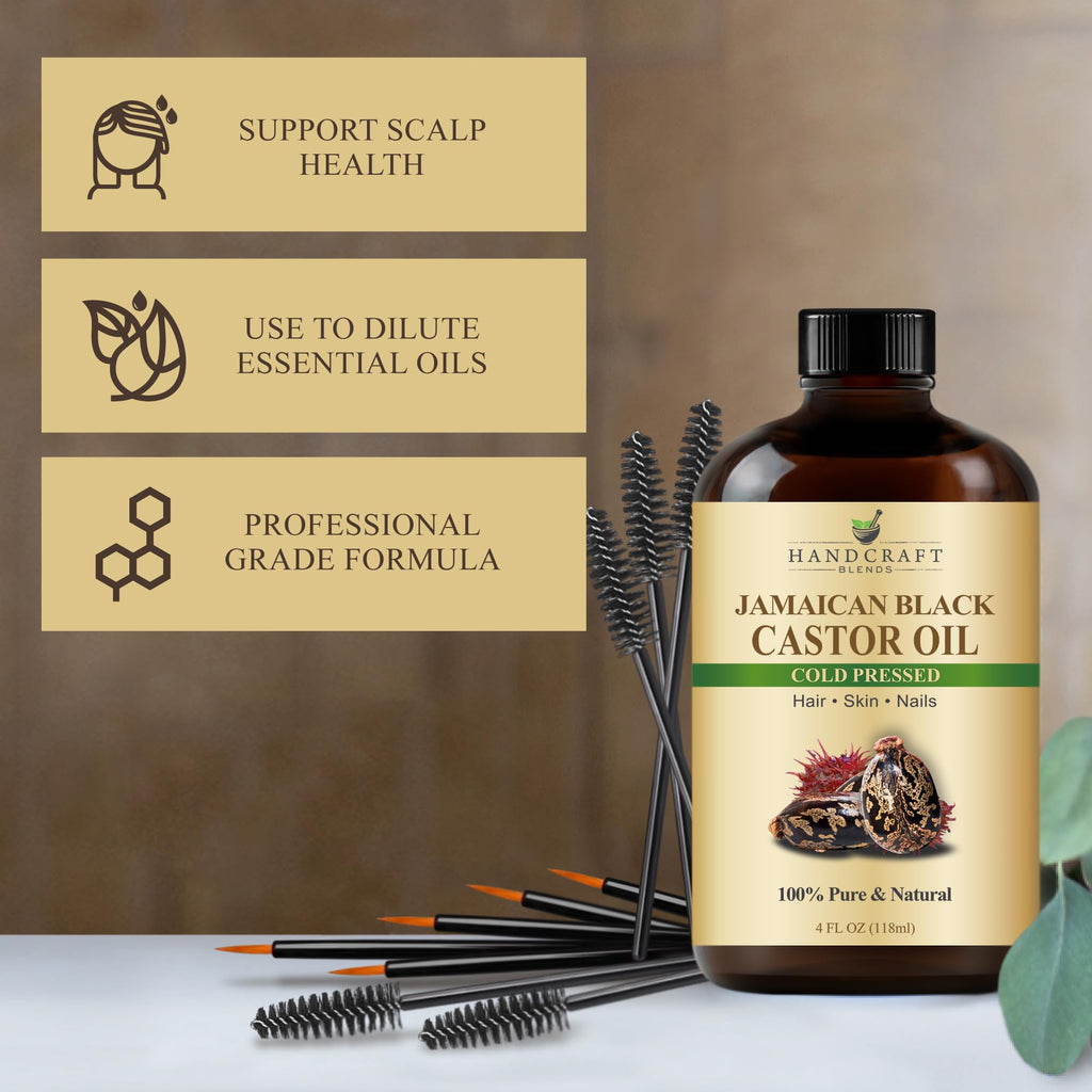Handcraft Blends Jamaican Black Castor Oil - 12 Fl Oz - 100% Pure and Natural - Premium Grade Oil for Hair Growth, Eyelashes and Eyebrows - Carrier Oil - Hair and Body Oil