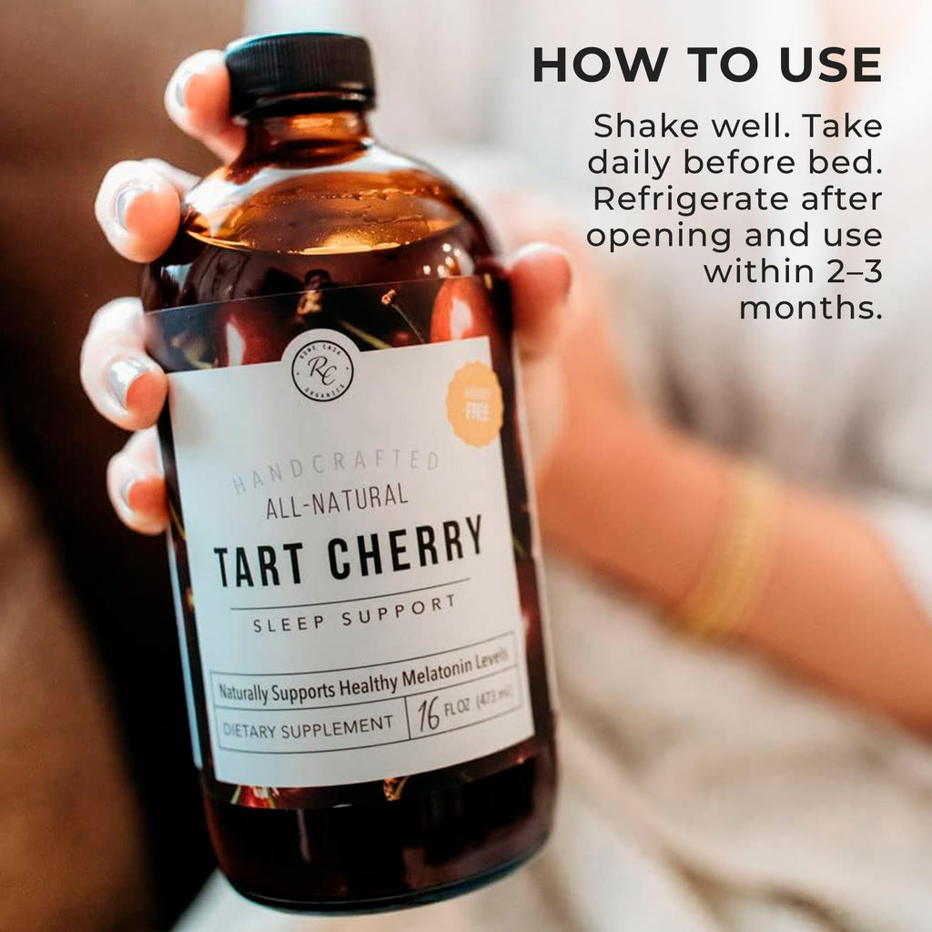Rowe Casa Organics Tart Cherry Organic Sleep Support with Valerian Root, Supports Sleep Cycle Regulation and Muscle Recovery (16 Fl Ounces)