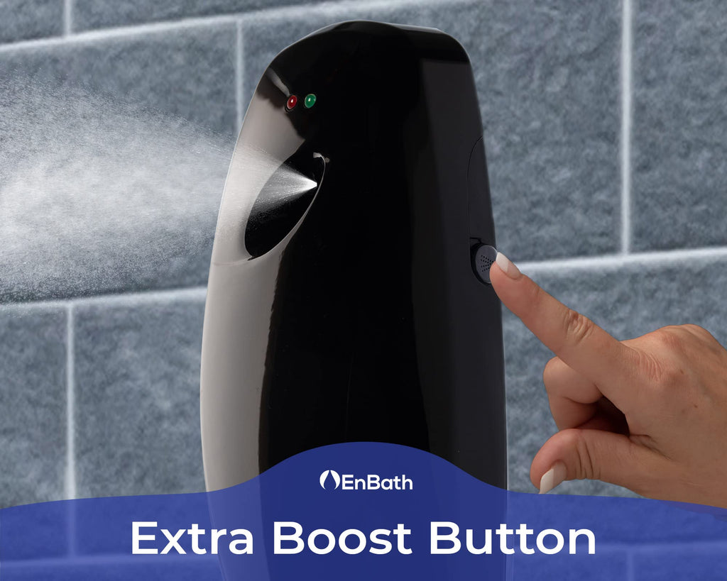 Automatic Air Freshener Spray Dispenser (2-Pack) Wall Mounted or Free Standing, Commercial and Home Use, Multiple Time Scent/Mist Release Settings for Room/Restroom Sprayer (Black)