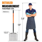 VNIMTI Pitch Fork Heavy Duty, 10-Tine Pitchfork with Fiberglass Handle, 58 Inch Garden Pitch Fork for Hay, Mulch, Compost, Farm and Gardening