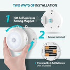BLS Motion Sensor Light Indoor, LED Night Light Closet Lights, Under Cabinet Battery Powered Ceiling Lights, AA Battery Operated Stick on Wireless Puck Lights for Wall, Step, Stair, Dimmable (3 Pack)