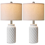 USumkky 20.5" White Modern Ceramic Bedside Lamps Set of 2, Small Table Lamp for Bedroom Decor Farmhouse Nightstand Lamp for Living Room Office