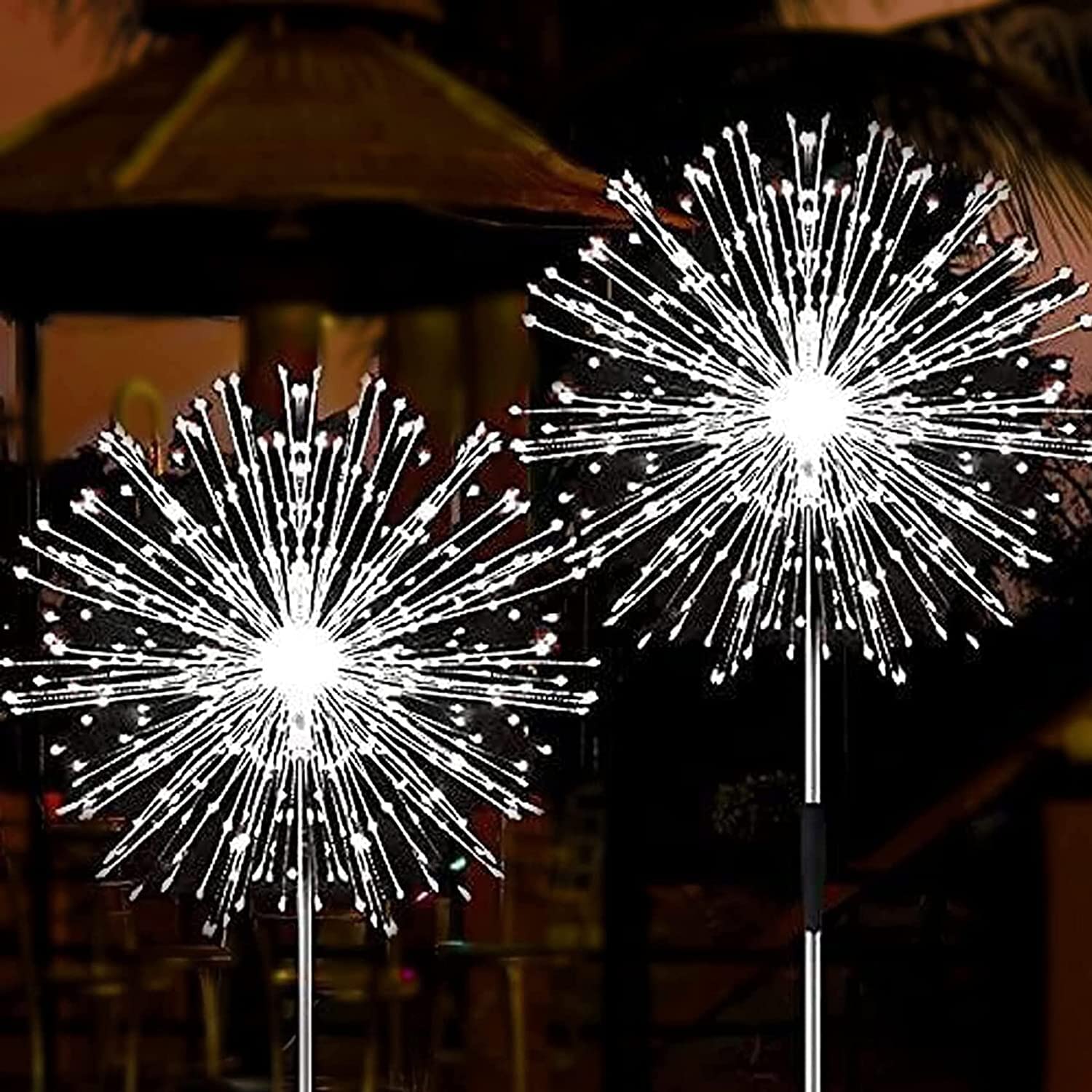JJGoo Solar Firework Lights, 2 Pack 180 LEDs 2 Lighting Modes Solar Lights Outdoor Waterproof for Garden Patio Walkway Pathway Party Wedding Christmas Decorative - Cool White