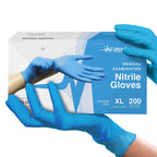 Blue Nitrile Disposable Gloves X Large, 200 Count - Latex Free Medical Gloves, Dental and Surgical Grade - Powder Free Rubber Gloves