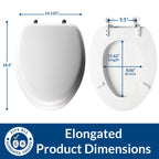 Mayfair Padded Toilet Seat with Chrome Hinges, Soft Vinyl over Wood Core Seat, Made in USA, Elongated, White