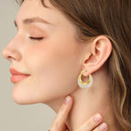 SayovatBek 14K Gold Plated 23–25mm Lightweight Mesh Hoop Earrings for Women, Cubic Zirconia, 925 Sterling Silver Post, Hypoallergenic