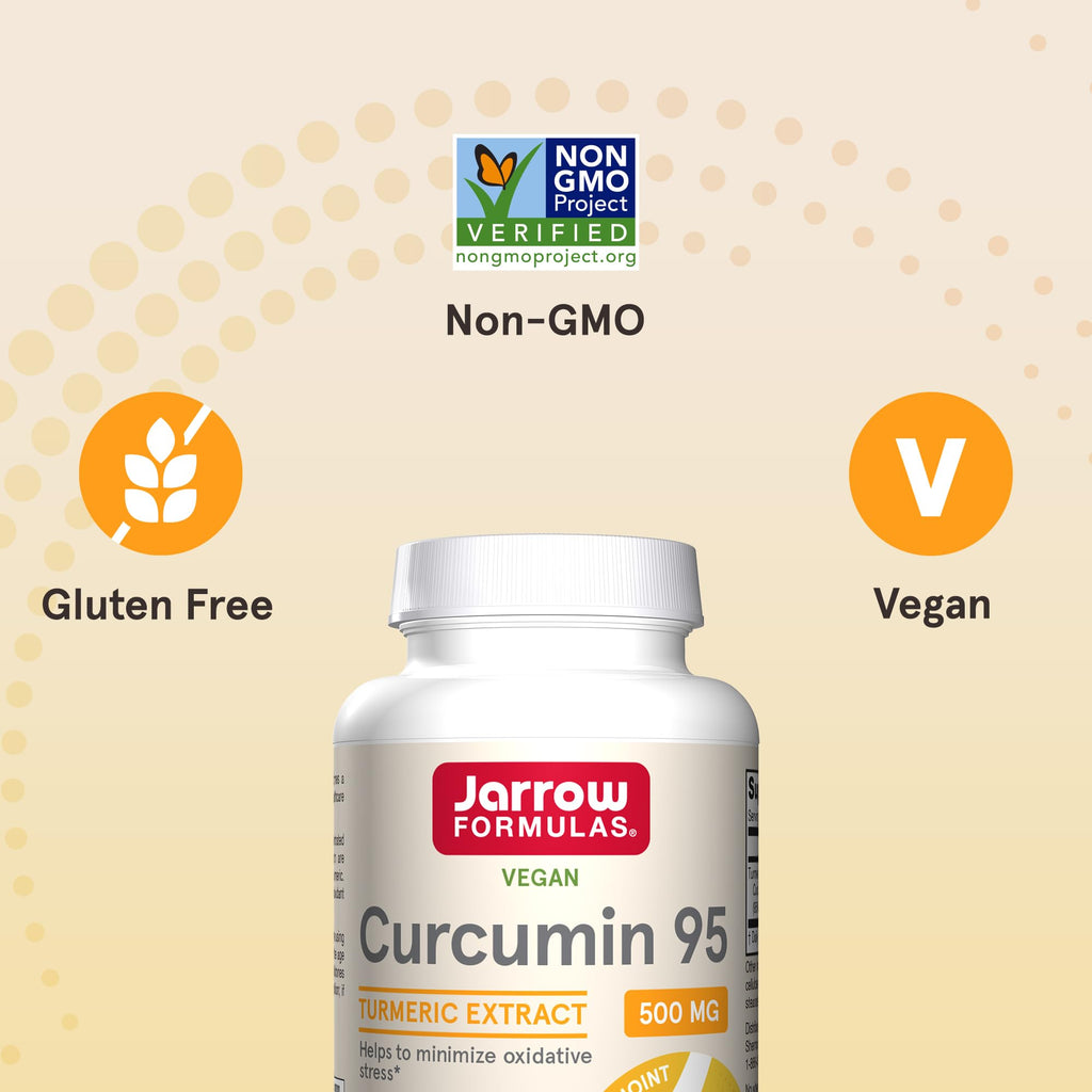 Jarrow Formulas Curcumin 95 500 mg,Turmeric Curcumin Extract for Antioxidant Support, Bone and Joint Support Dietary Supplement,120 Veggie Capsules,Up to 120 Servings, Pack of 12