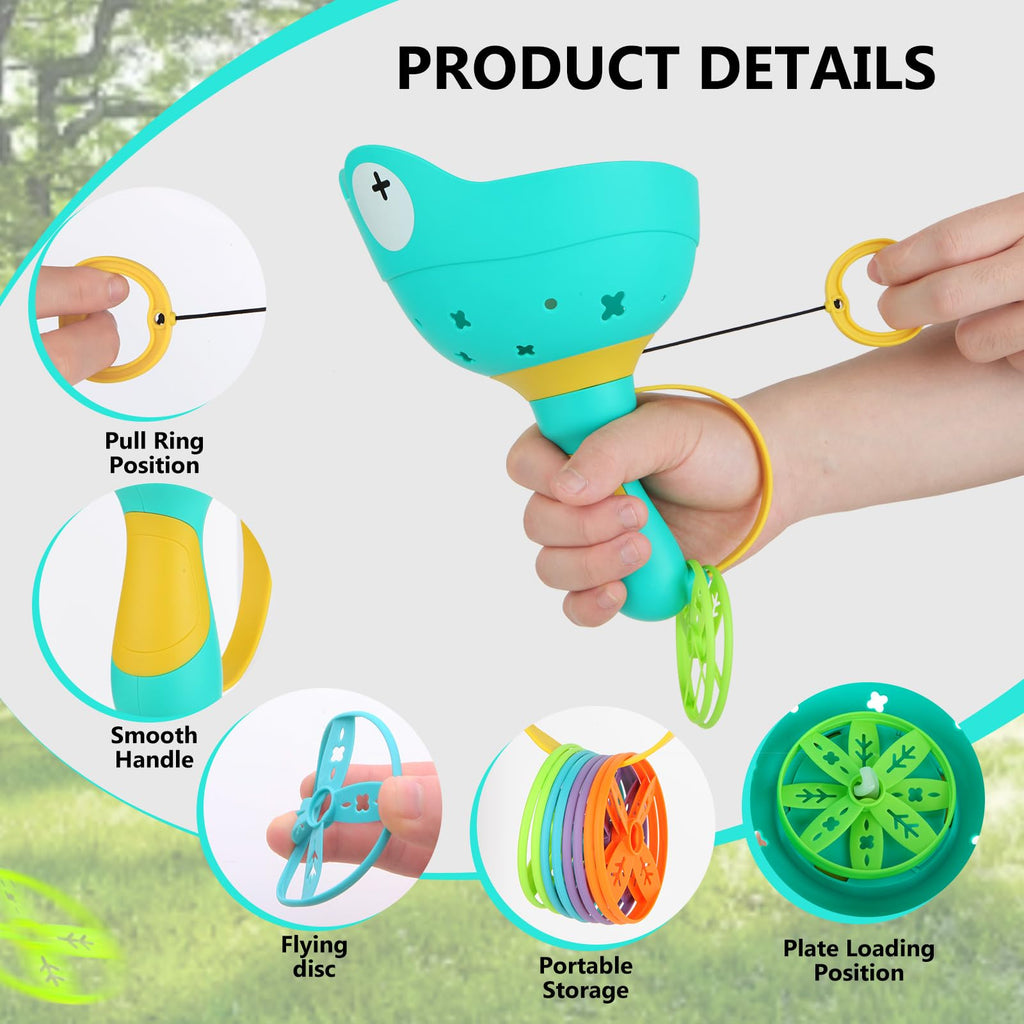 daboot Outdoor Flying Disc Launcher Toys for Kids Ages 4-8 (Red & Green)
