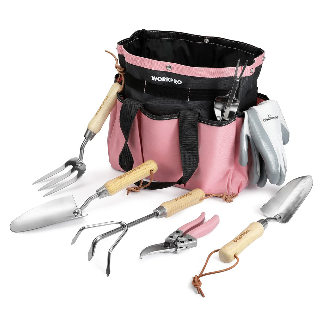 WORKPRO 8-Piece Pink Garden Tool Set - Pink