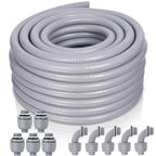 Feotech Liquid-Tight Conduit and Connector Kit - 3/4 Inch 50 FT Non Metallic Liquid Tight Electrical Conduit with 5 Straight and 5 Angle Fittings