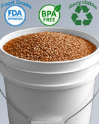 MKS Plastics 5-Gallon Bucket Only – No Lid Included, Made in USA, Food Grade BPA Free Plastic, Heavy Duty Multi-Use, Metal Handle with Grip, Stackable Storage – White, 6 Pack