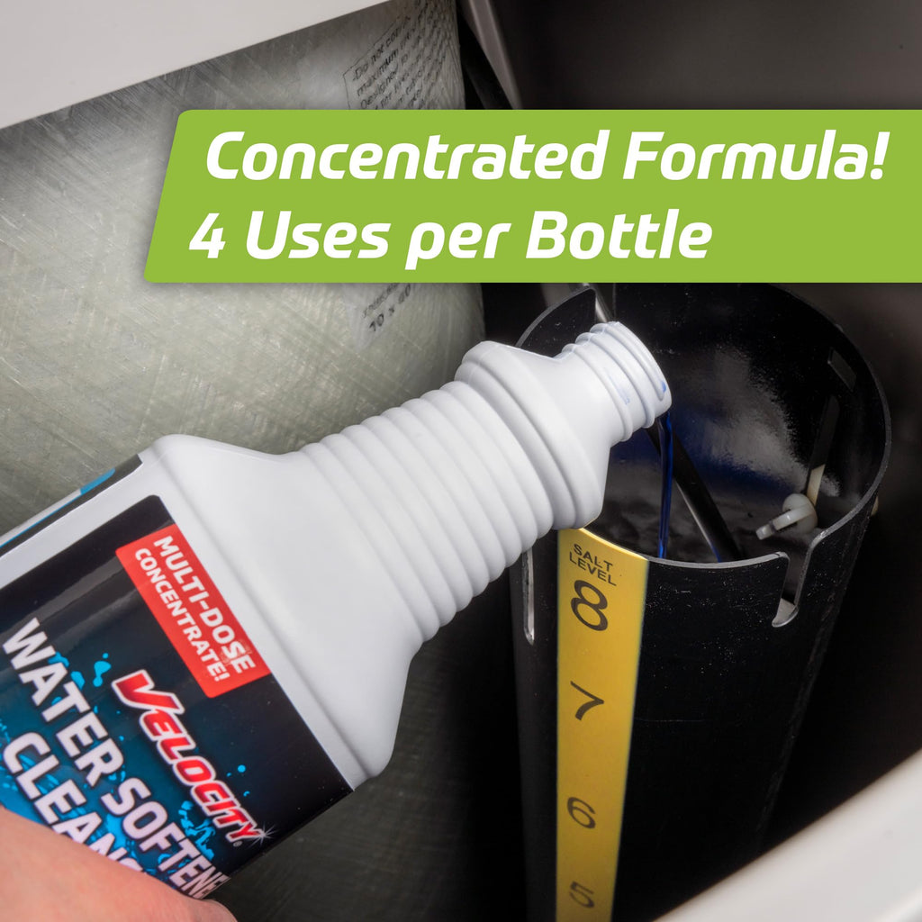 Velocity Water Softener Cleaner Solution - 4 Uses Per Bottle. Restores Efficiency. Removes Contaminants & Extends Water Softener Life