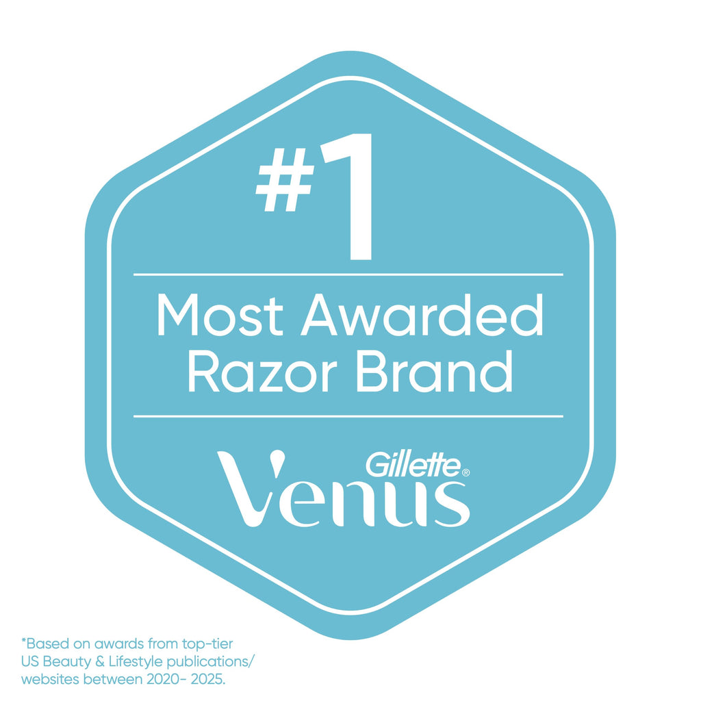 Gillette Venus Razor for Women, Extra Smooth Contour, Includes 1 Reusable Razor Handle + 4 Count 5-Bladed Razor Refills, with Flexiball Pivoting Handle and Shower Holder