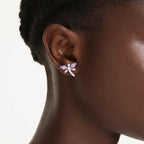 Swarovski x Ariana Grande Dragonfly Motif Stud Earrings, Mixed Cut Multicolored Stones, Rhodium Finish
