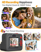 Yehtta Kids Camera Instant Print, Dual-Lens Selfie Camera for Kids, Black