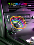 Nulaxy Bluetooth FM Transmitter for Car, QC3.0 Fast Charge Bluetooth Car Adapter, Wireless Radio with 7 Color LED Backlit, Support Hands-Free Calls, USB Flash Drive, microSD Card (Black)