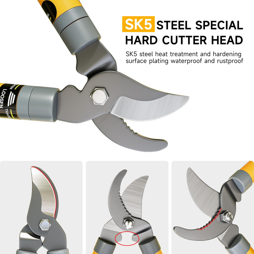 AIRAJ 16-24'' Extendable Loppers for Tree Trimming | Branch Cutter with 1.5“ Cutting Capacity | Loppers for Gardening | Garden Shears