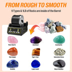 C1 Rock Tumbler Kit - Professional Large 2.5LB Capacity, Up to 5X More Noise Cancelling, Adjustable Timer & Speed with Full Accessories & Memory Function, Ideal for Adults Kids