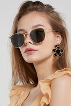Beaded Drop Earrings Statement Colorful Beaded Flower Earrings Handmade Bohemia Tropical Beadwork Dangle Earrings For Woman (black)