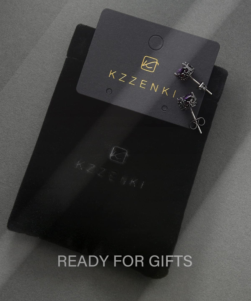 KZZENKI Purple and Black Earrings for Women Men, Cool Gothic Stud Earrings