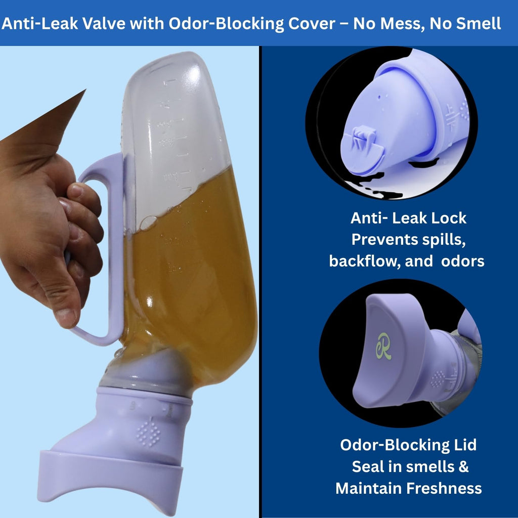 Portable Urinals for Women, 1200ml Nightglow Female Urinal with Upgraded Soft Rubber & Spill-Proof Lid – Large Capacity Pee Bottle Bed Pan for Elderly, Hospital, Travel, and Bedside Use