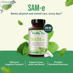 HealthyWayRx 500mg SAM-e Supplement - High Strength 500mg S-Adenosyl-L-Methionine Capsules for Brain Liver and Mood Support - Non-GMO High Absorption Same Supplement (180 Capsules)