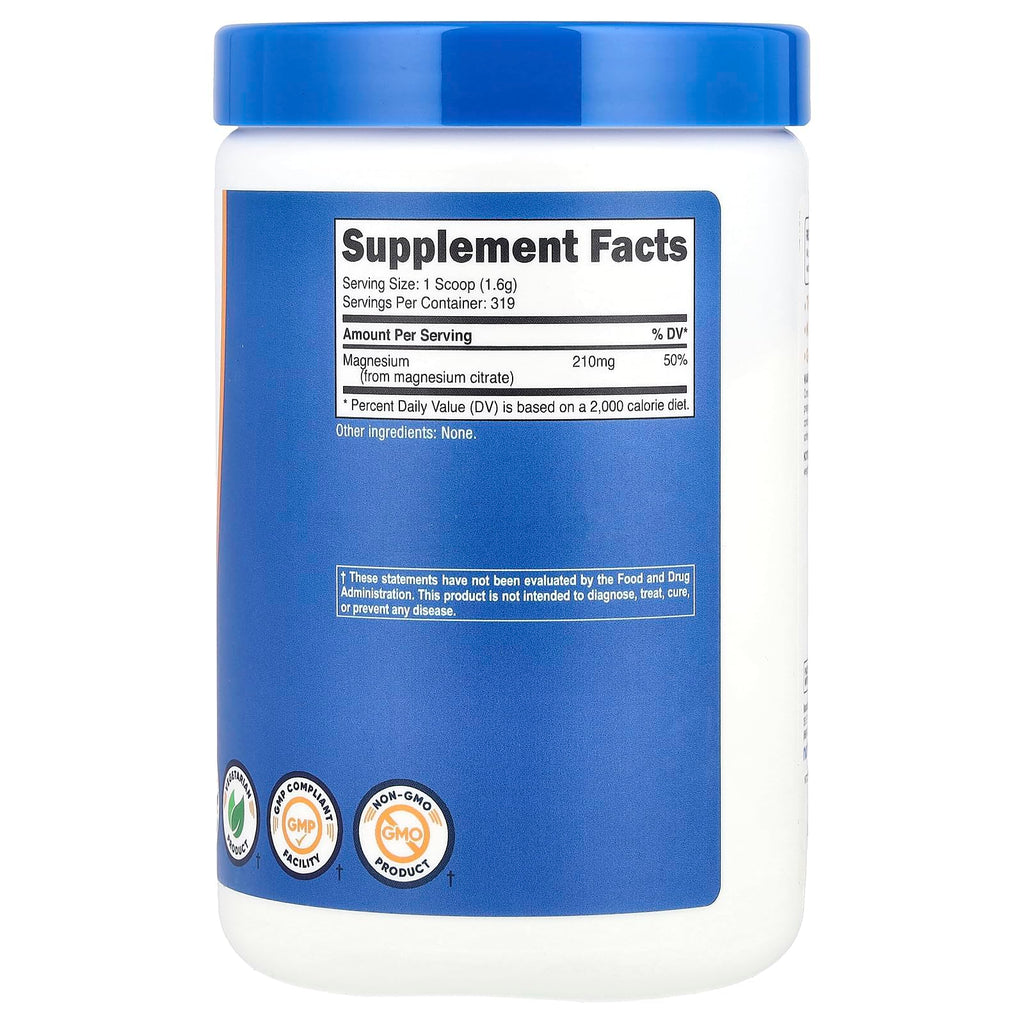 Nutricost Magnesium Citrate Powder (Unflavored, 500 Gram)