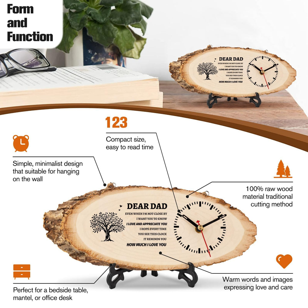BeauGift Dad Gifts, Wooden Clock Birthday Gifts for Daddy from Daughter Son