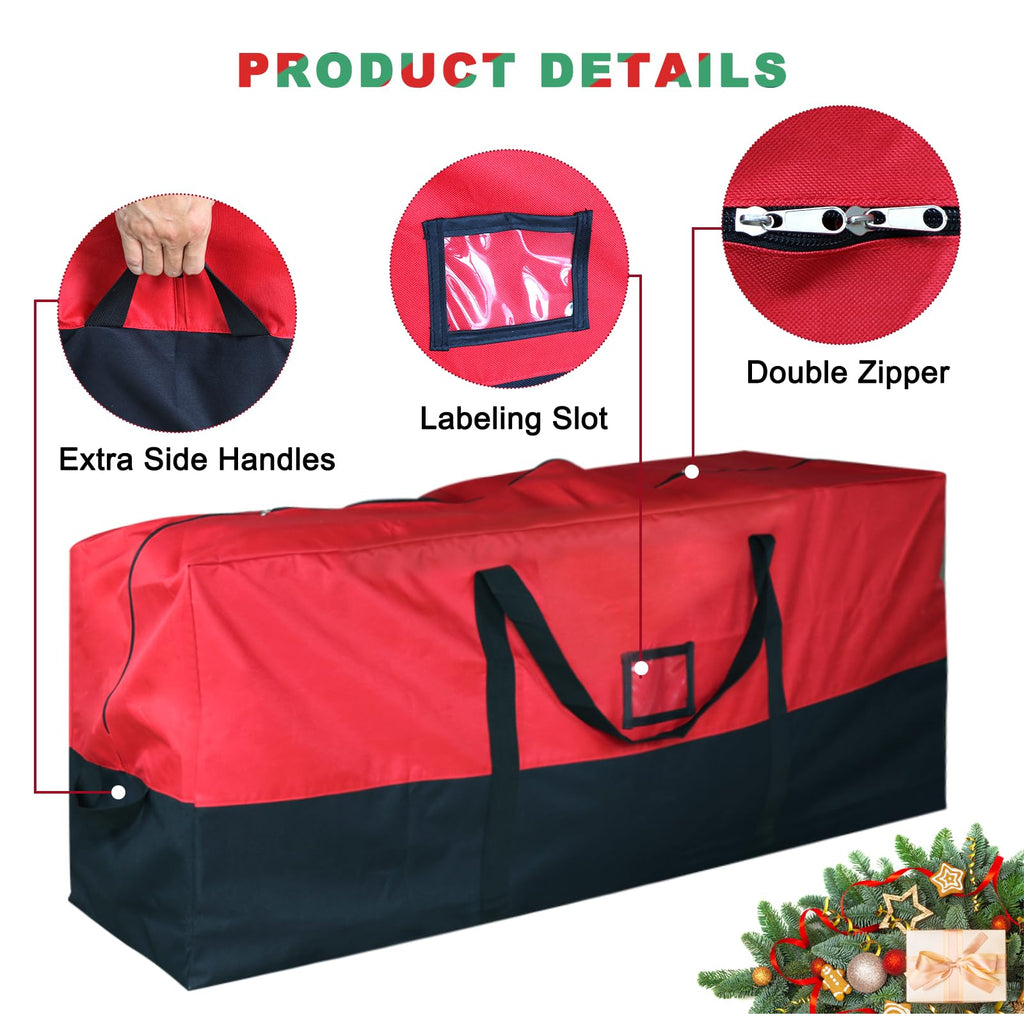Bstge Christmas Tree Storage Bag, 7.5 ft, 600D Oxford, Red Black